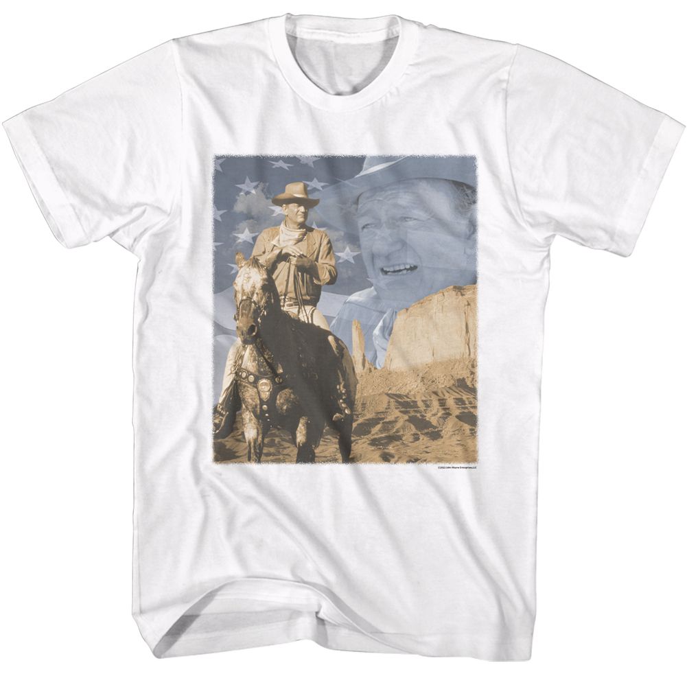 John Wayne - Flag & Horse - Short Sleeve - Adult - T-Shirt - clothing by TeeHivey.com
