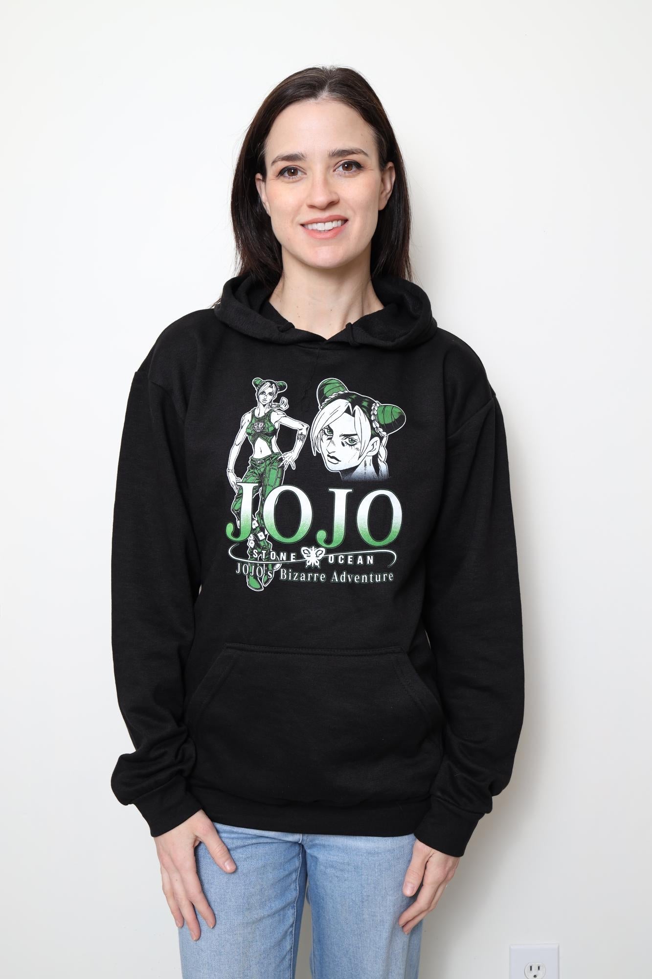 JoJo's Bizarre Adventure Jolyne Cujoh Green & White - Front & Back Print - Licensed Adult Hoodie
