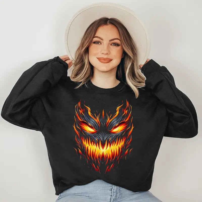 Jack o Lantern Scary Pumpkin Halloween Men Boys Kids Sweatshirt