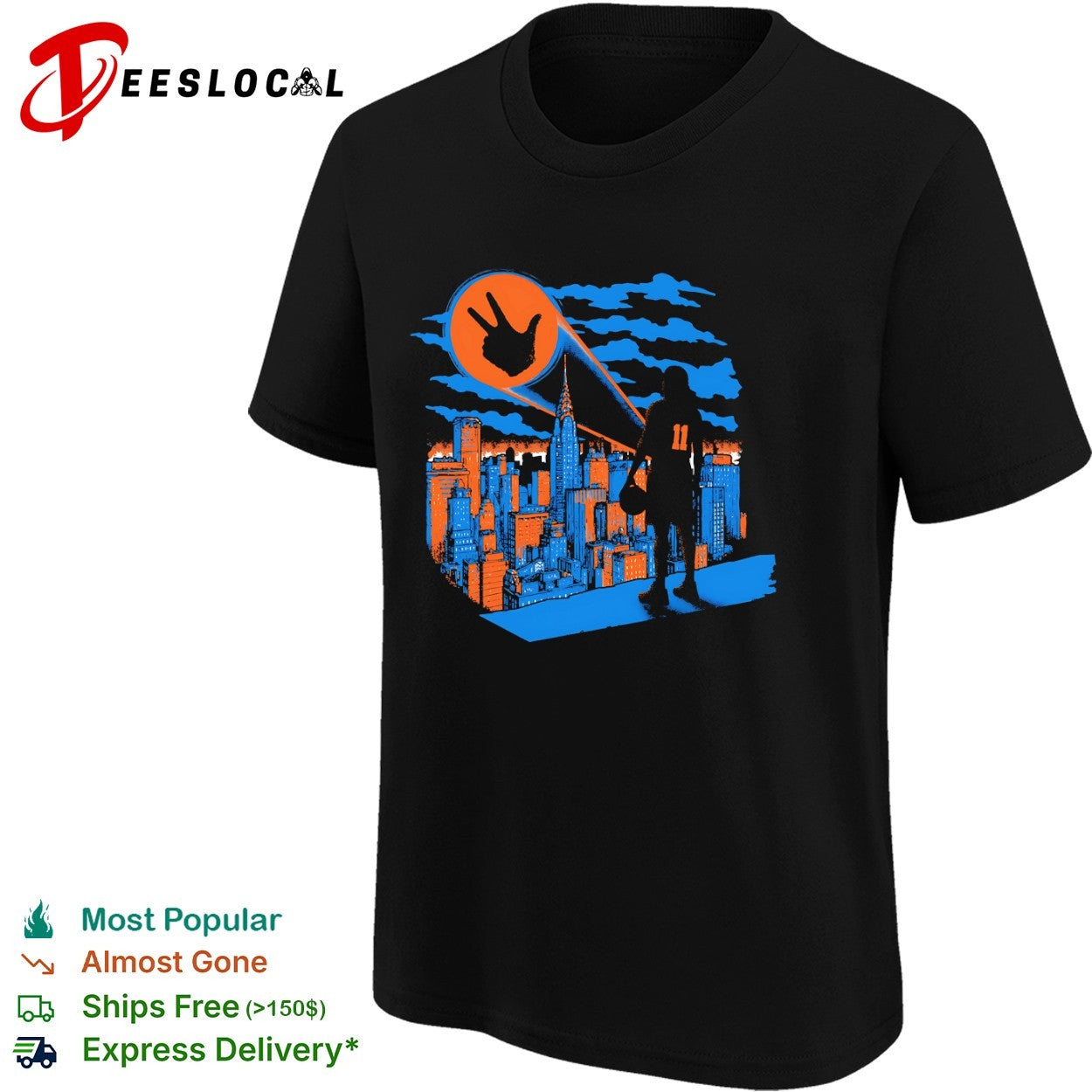 Jalen Brunson New York Knicks NBA Batman Gotham City Skyline Basketball shirt