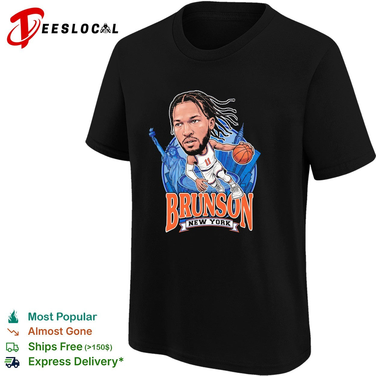 Jalen Brunson New York Knicks player illustration team banner shirt