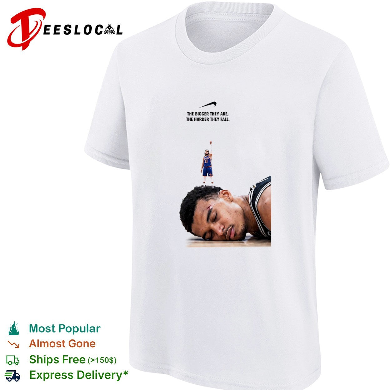Jalen Brunson New York Knicks the bigger they are the harder they fall Victor Wembanyama shirt