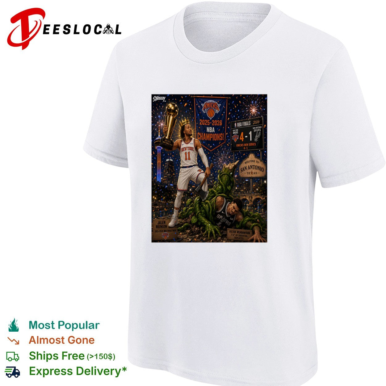 Jalen Brunson New York Knicks vs Victor Wembanyama San Antonio Spurs NBA Champions 2025 2026 shirt