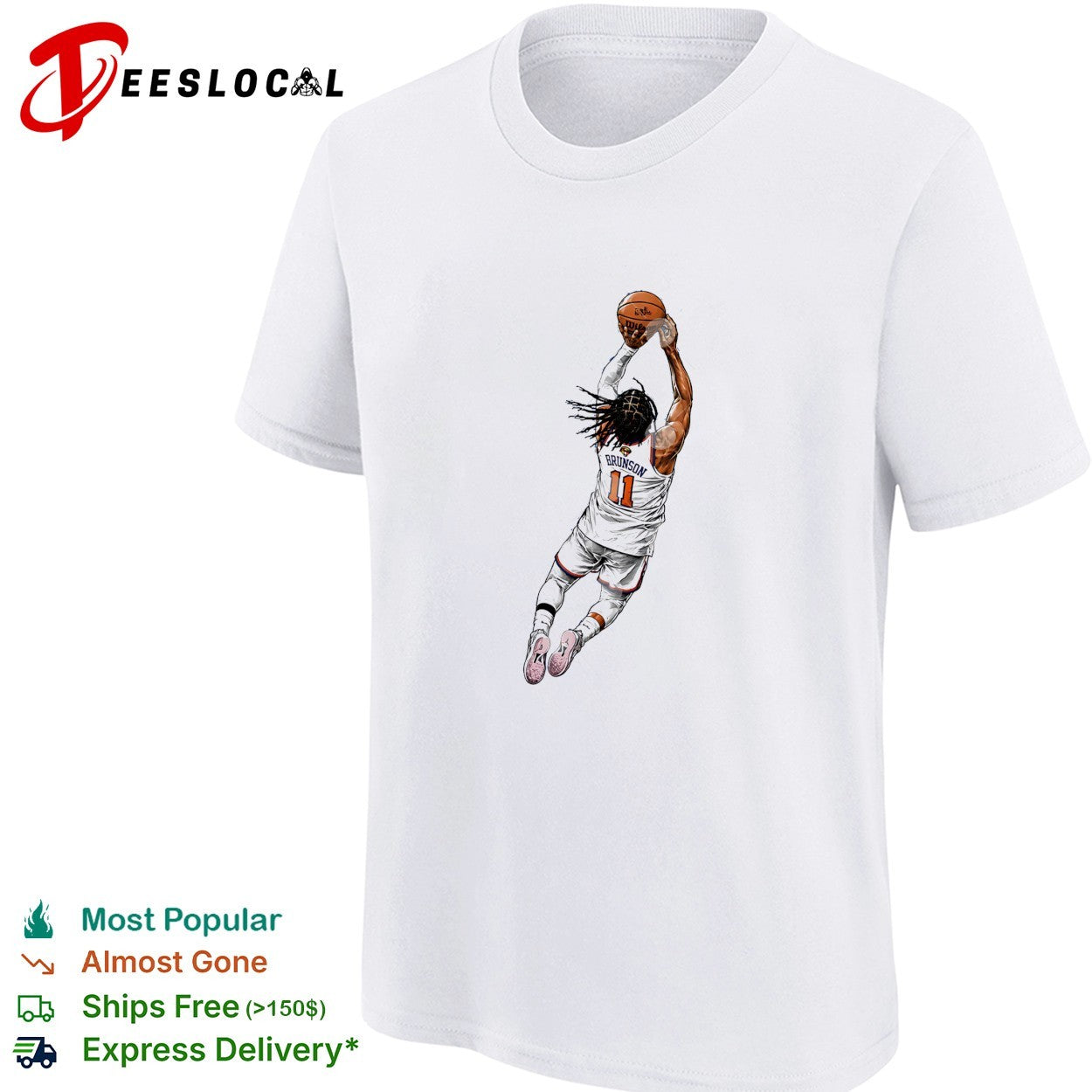 Jalen Brunson number 11 New York Knicks dunk illustration shirt