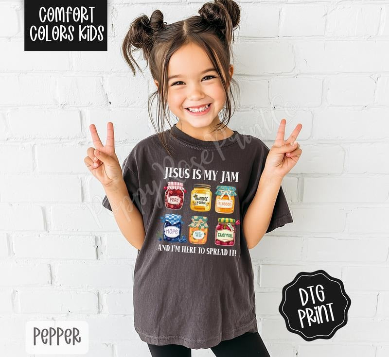 Jesus Is My Jam Youth Comfort Colors Tshirt, Religious Tee for Kids