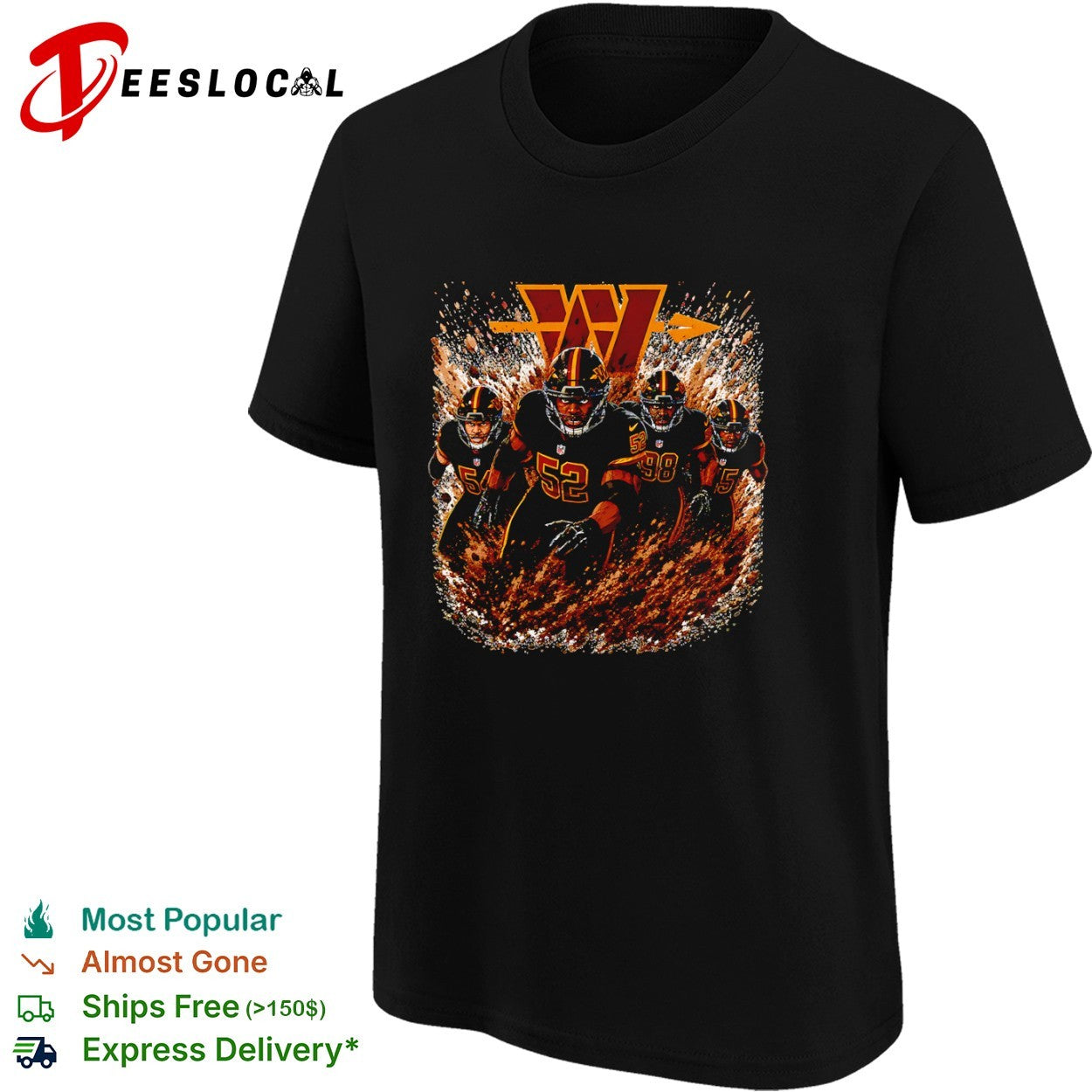 Jonathan Allen Daron Payne Washington Commanders NFL Football Action Players shirt