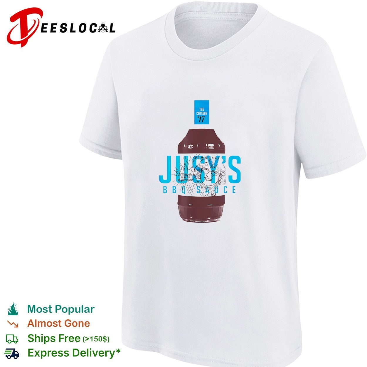 Jusy’s BBQ Sauce The Cottage ’17 it’s communal bottle label illustration graphic shirt