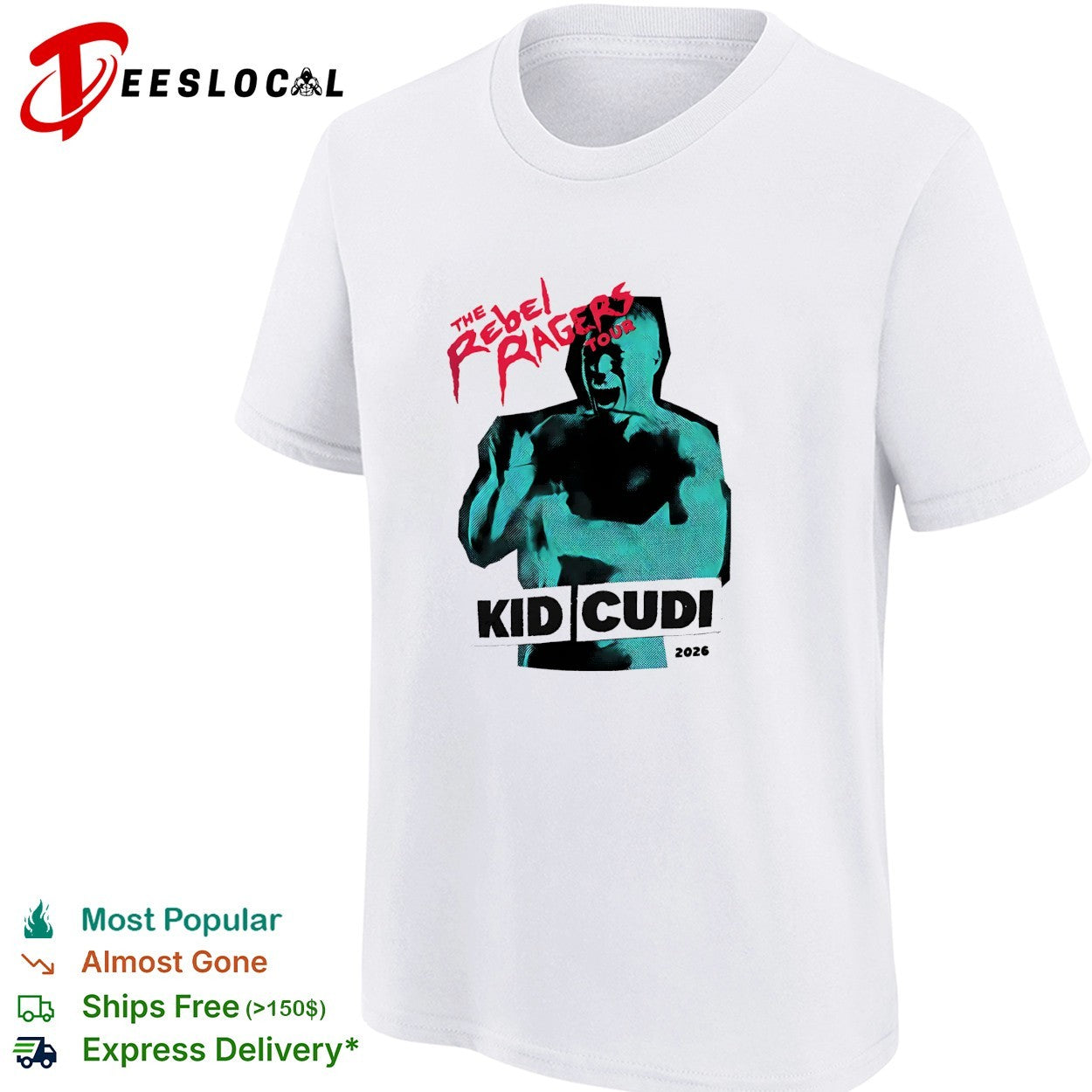 Kid Cudi The Rebel Ragers Tour 2026 North America vintage shirt