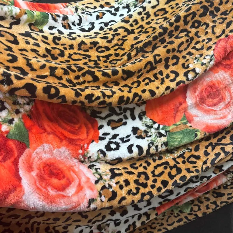 Leopard Rose Oversized Blanket 82"x90