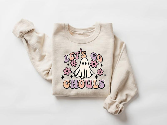 Lets Go Ghouls Sweatshirt Halloween Sweatshirt Retro Halloween Sweater Funny Funny Ghost Sweater Ghost Halloween Sweatshirt TK43GN