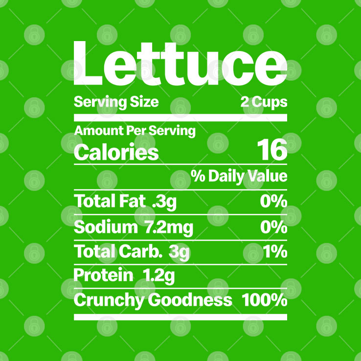 Lettuce Costume Nutrition Facts T Shirt