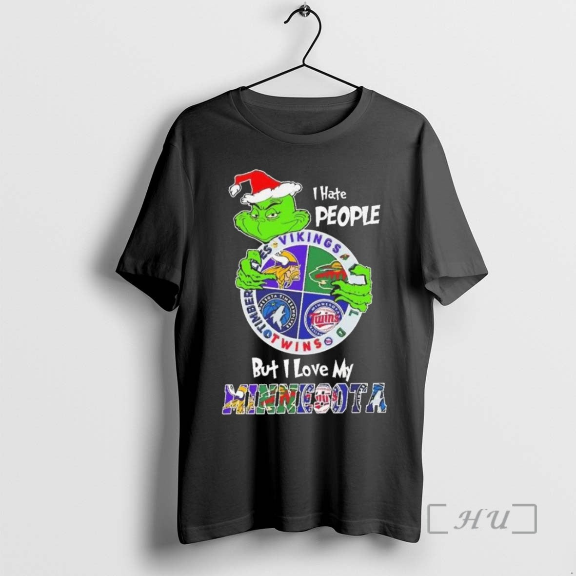 Limited Edition Grinch I Hate People But I Love My Minnesota Sports Teams Christmas - clothing by TeeHivey.com