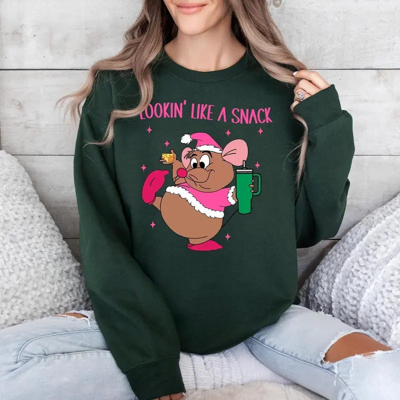 Looking Like a Snack Sweatshirt, Funny Mouse Sweatshirt, Funny Womens Christmas Gift, Holiday Sweater, Christmas Sweatshirt, New Year Shirt holiday shirt trendy crewneck