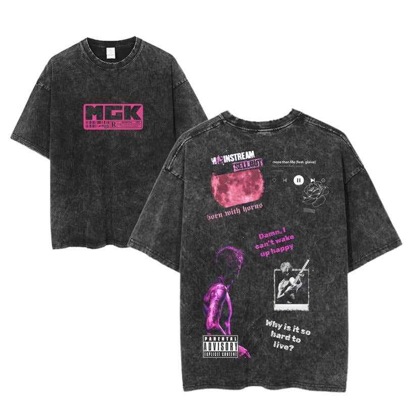 MGK Born With Horns Graphic Tee, Vintage Machine Gun Kelly Album Shirt, Pink Aesthetic Rock Tee, Unisex Music Streetwear, Fans Concert Merch