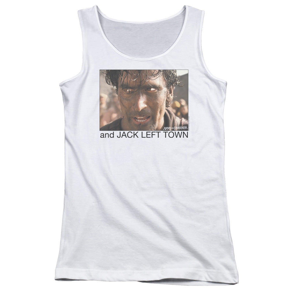 Army Of Darkness Jack Left Town Womens Tank Top Shirt White - clothing by TeeHivey.com