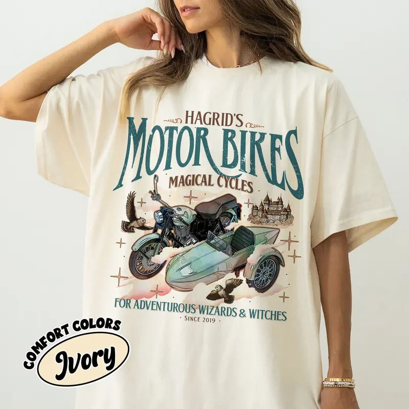 Magical Motorbikes Comfort Colors Shirt, Hagrids Motorbikes Tee, Universal Fan T-shirt, Bookish Wizard Shirt, Magical Adventure Womenswear