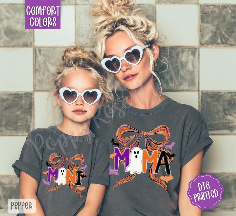 Mama & Mini Halloween Comfort Colors, Trendy Women's Fall Tshirt