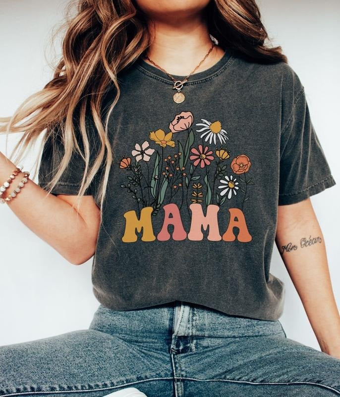 Mama Shirt Wildflowers Mama Shirt Colors Shirt Retro Mom Tshirt Mother's Day Gift Flower Shirts For Women Floral New Mom Gift T-shirt, sweater and Hoodie