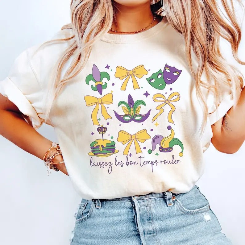 Mardi Gras Tshirt Women Laissez Les Bon Temps Rouler Mardi Gras Clothing Mardi Gras 2025 Louisiana Shirt Mardi Gras Diva NOLA