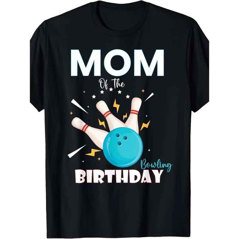 Men's 100% Cotton Bowling Party Tee - Casual Crew Neck with Geometric Print, Short Sleeve, Machine Washable - Perfect for All Seasons made in usa