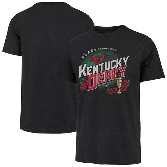 Men's 151st Kentucky Derby Trophy Shirt, '47 Brand Franklin Black Tee, Derby Day Racing T-Shirt 9BH5O