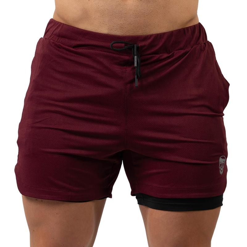 Men's React Training Shorts with Built-in Liner and Hidden Pocket - Maroon
