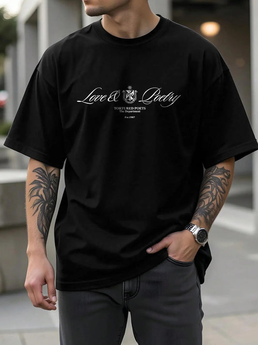 Men's Regular Fit Owl Print Round Neck Graphic Tee, Casual Short Sleeve T-shirt for Summer, Men's Top for Daily Wear, Tropical