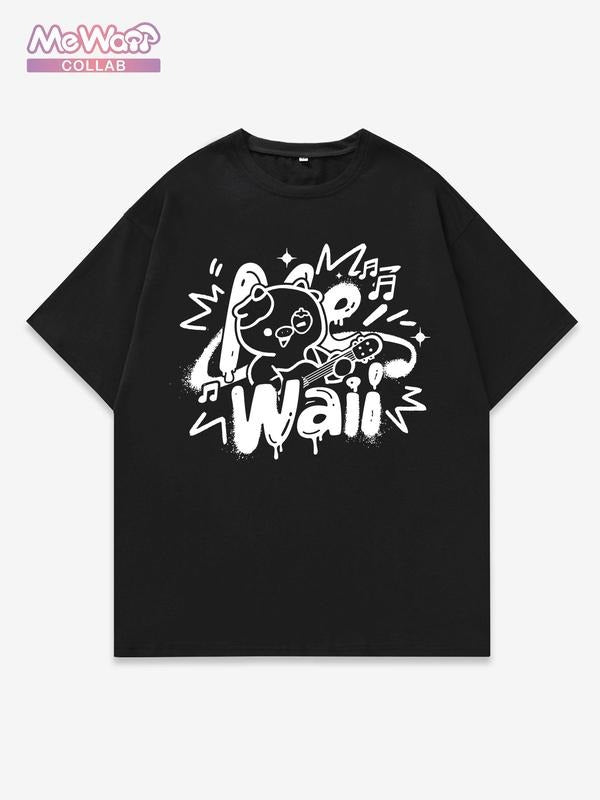 Men's Waii & Highland Cow Print Short Sleeve T-Shirt, Regular Fit Casual Streetwear Round Neck Graphic Tee for Daily Wear, Men's Top for Summer, Tropical