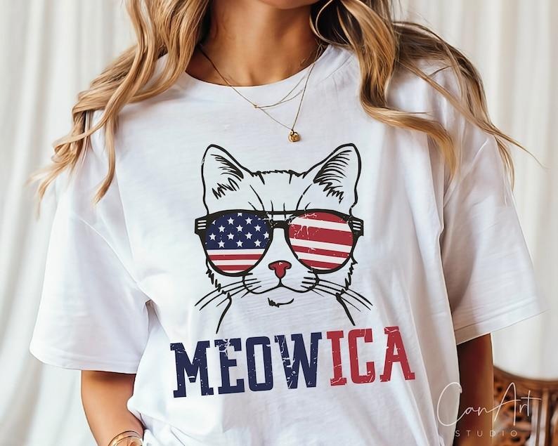 Meowica Shirt, Patriotic Cat Shirt, Distressed American Flag , Fourth of July Cat Graphic Independence Day Shirt  T-shirt, sweater and Hoodie
