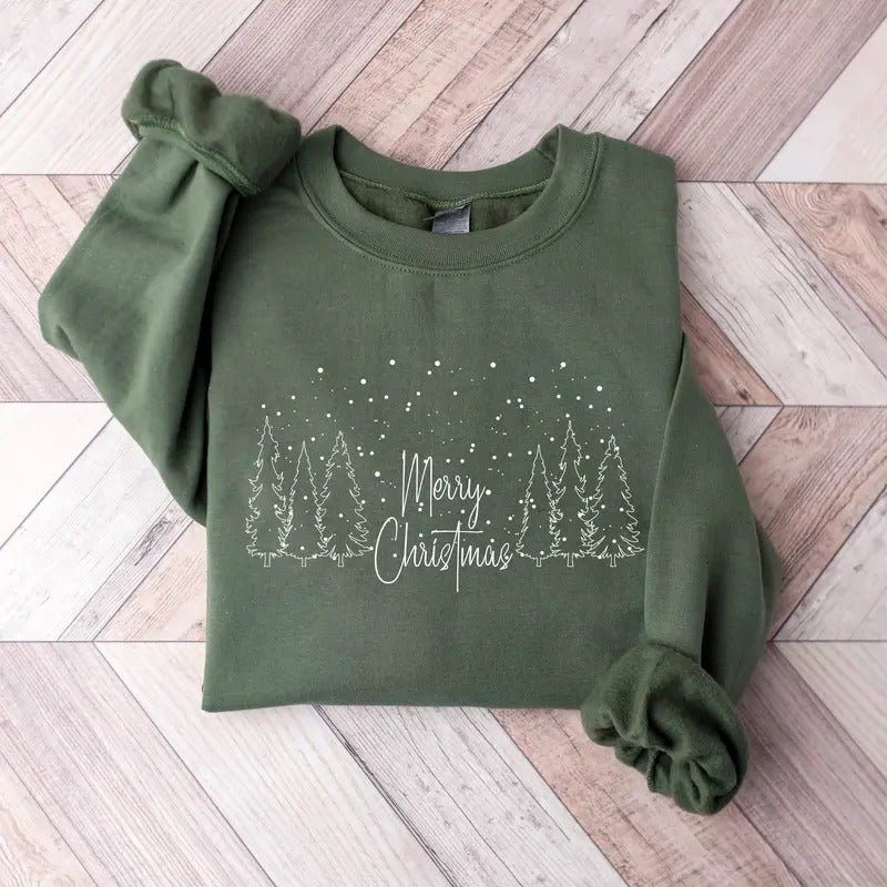 Merry Christmas Trees Sweatshirt, Cute Merry And Bright Sweatshirt, Xmas Holiday Sweater, Christmas Holiday Shirt, Winter Christmas Shirt, Xmas Christmas Gift Shirt