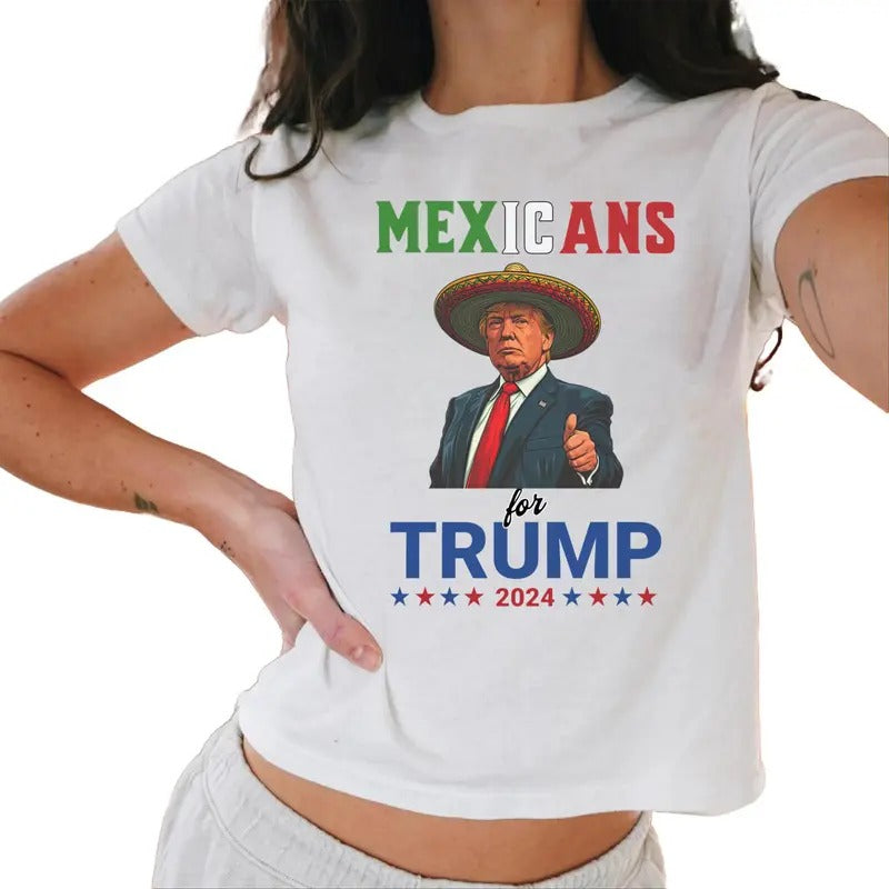 Mexicans For Trump 2024 Rally Baby Tee, Mexican Trump Maga Tee, Sombrero President Donald Trump, Latinos For Trump Baby Tee