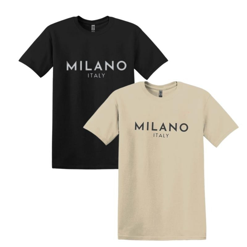 Milano Italy Sweatshirt, Vacation in Italy, Gift for Women, Milano Trip Hoodie Women's Letter Print Round Neck Tee, Casual Short Sleeve Crew Neck T-Shirt for Daily Wear, Ladies Clothes for All Seasons
