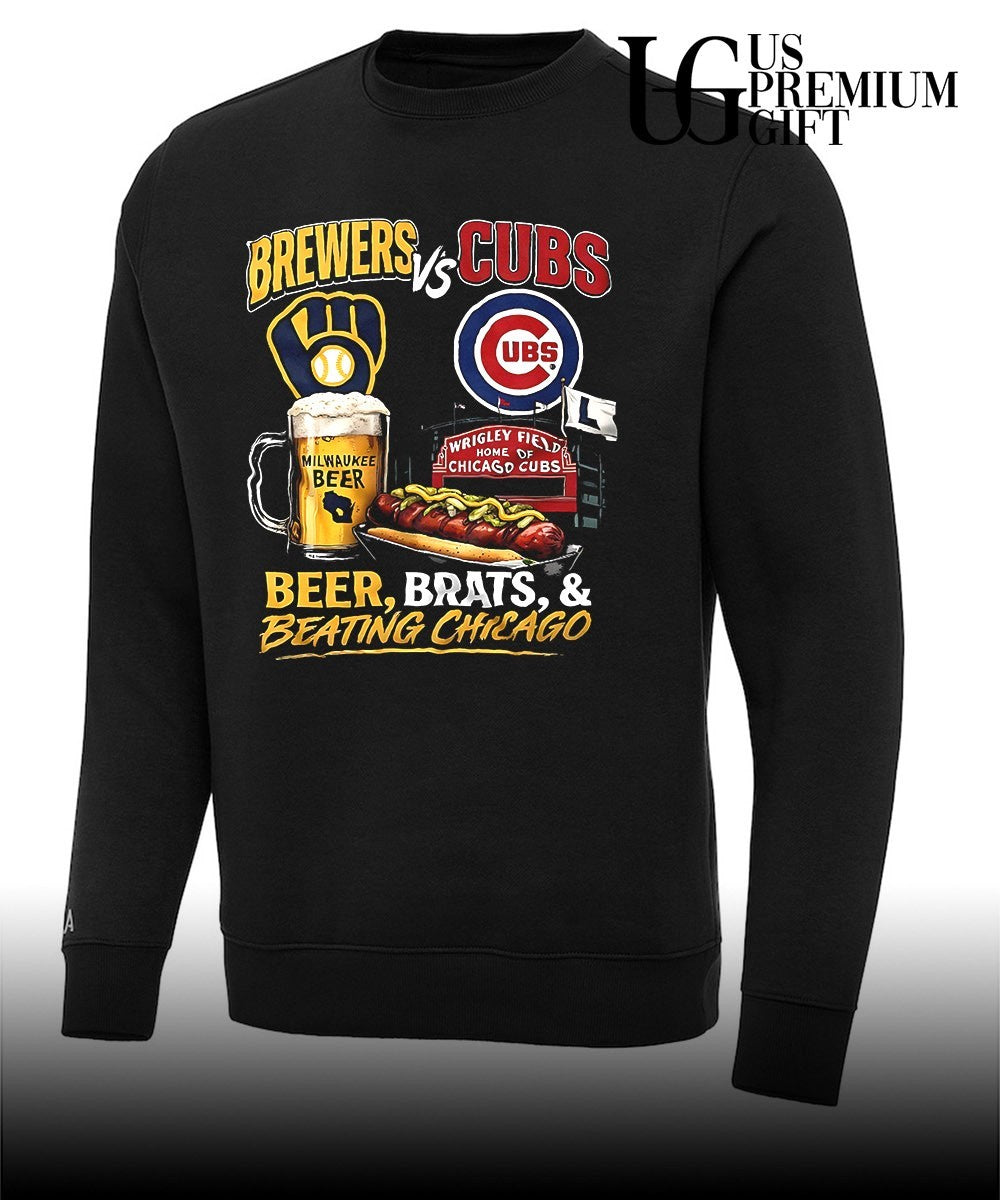 Milwaukee Brewers Chicago Cubs MLB Brewers vs Cubs Milwaukee beer brats and beating Chicago shirt