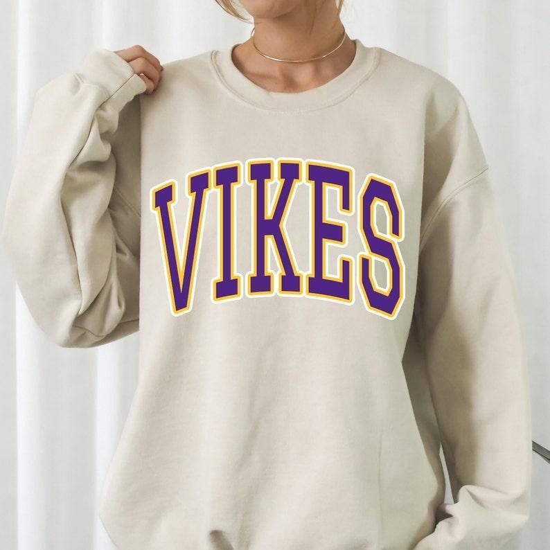 Minnesota Vikings Sweatshirt for Women, Crew Neck, 100% Cotton Material - Pullover Womenswear Hoodie