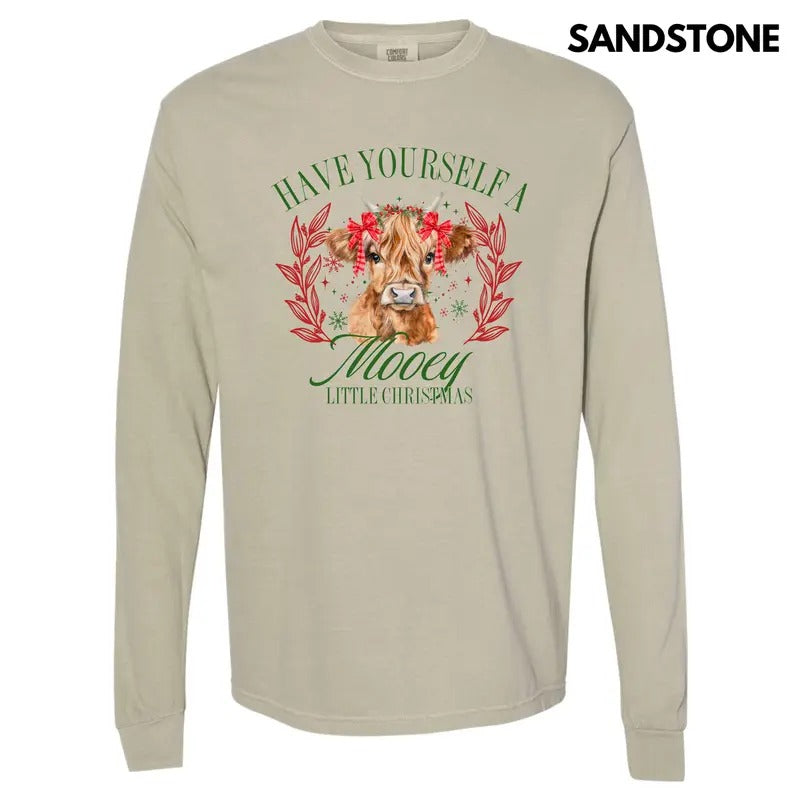 Mooey Little Christmas Long Sleeve Comfort Colors T-Shirt 'NLB'