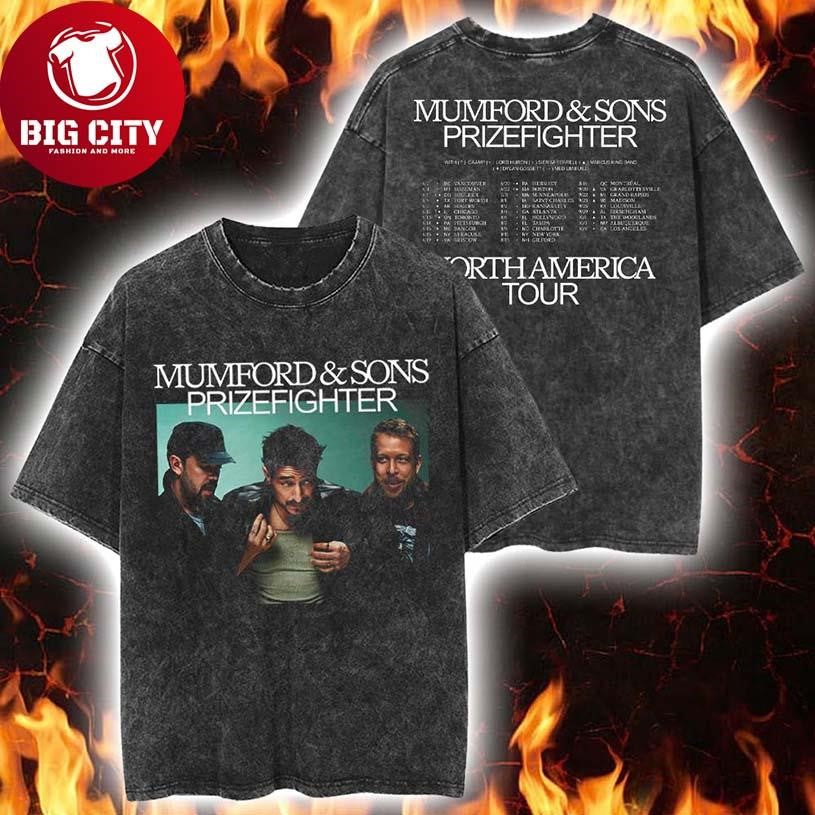 Mumford And Sons Prizefighter North America Tour 2026 City Dates Retro Two Sided Shirt