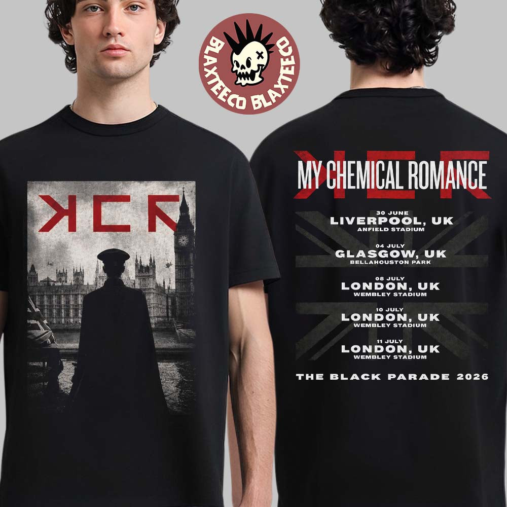 My Chemical Romance The Black Parade 2026 Tour UK Exclusive Merch For Liverpool Glasgow And London From 30 June To 11 July 2026 T-Shirt