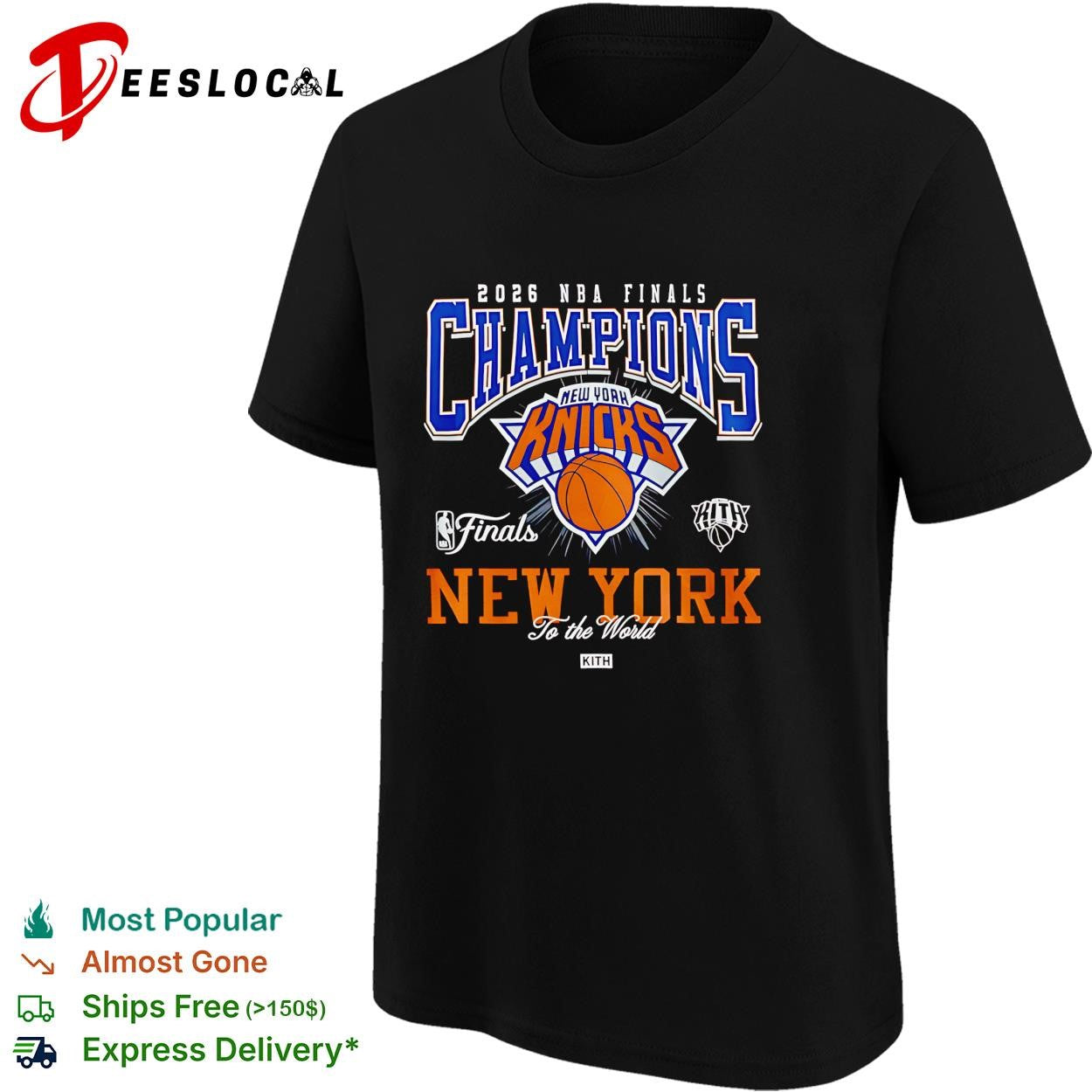 NBA finals champions New York Knicks 2026 crest badge bold basketball shirt