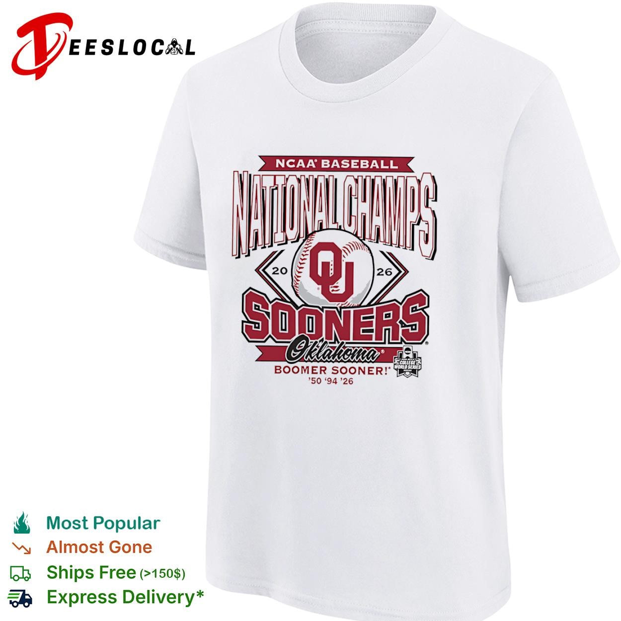 NCAA Baseball National Champs Oklahoma Sooners Boomer Sooner 50 94 26 2026 shirt
