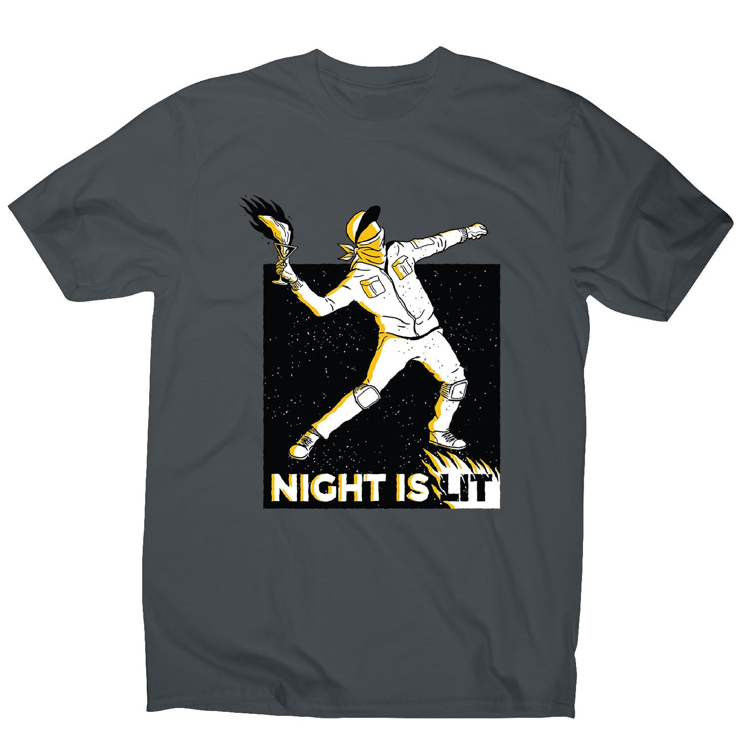 Night is lit - men's funny illustrations t-shirt