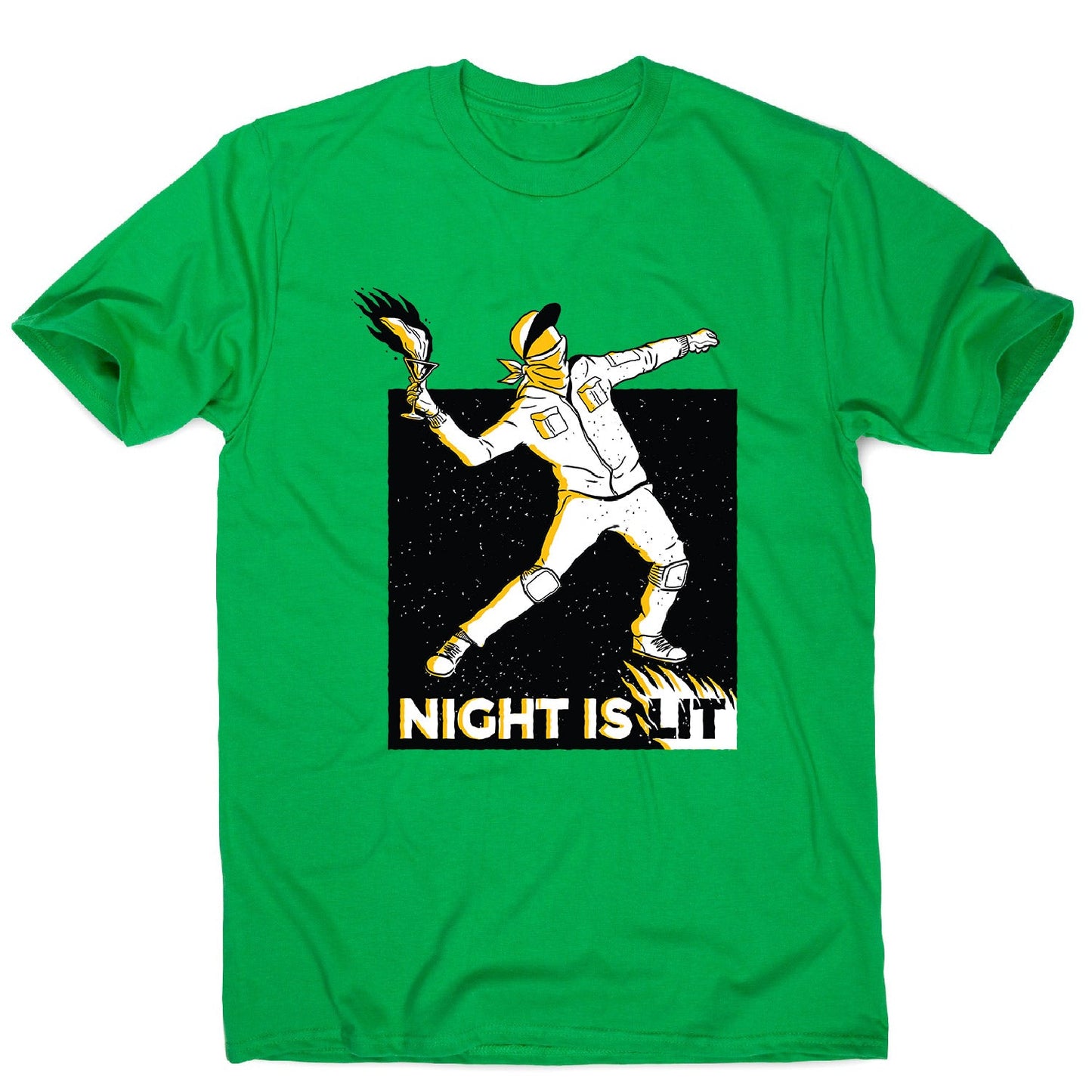 Night is lit - men's funny illustrations t-shirt