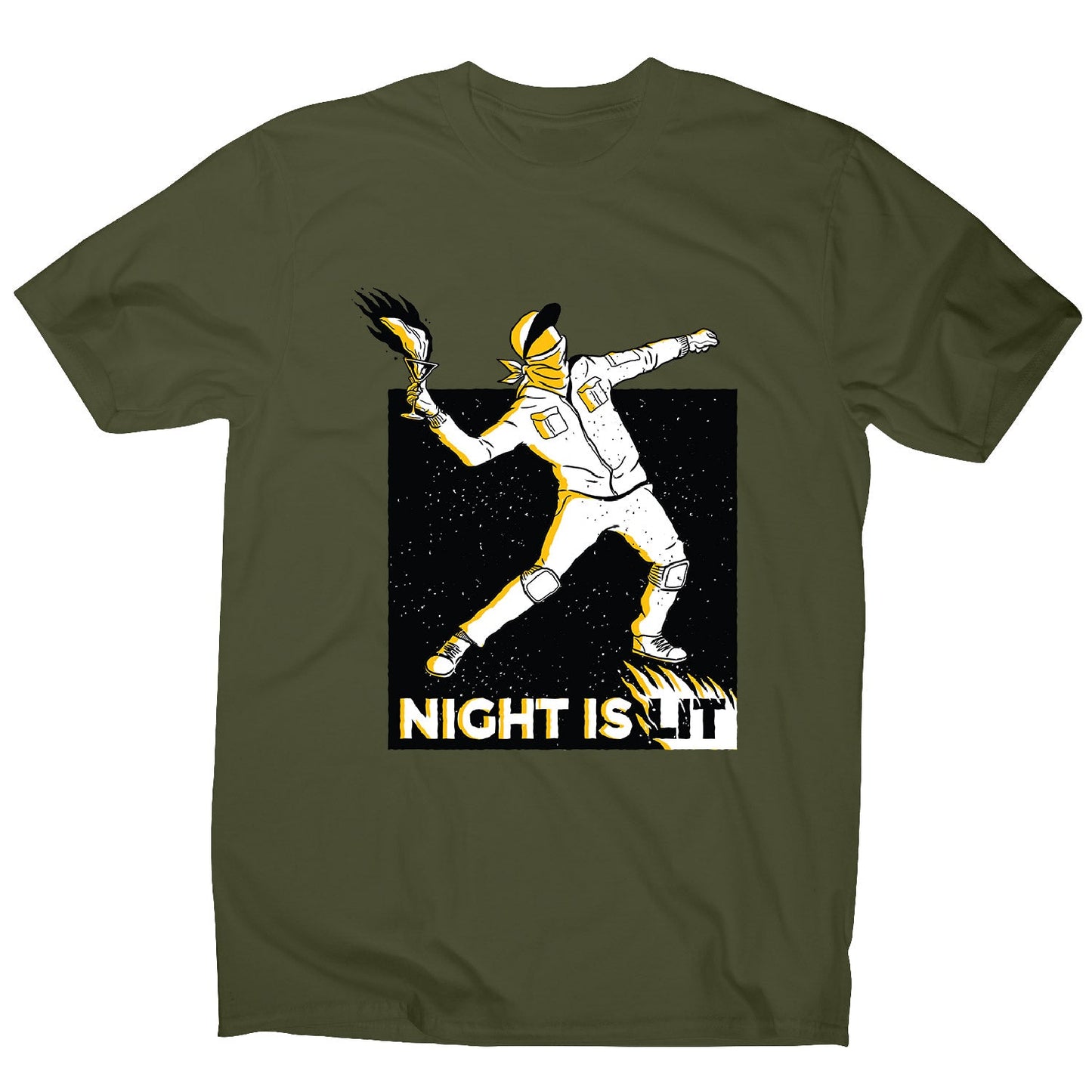 Night is lit - men's funny illustrations t-shirt