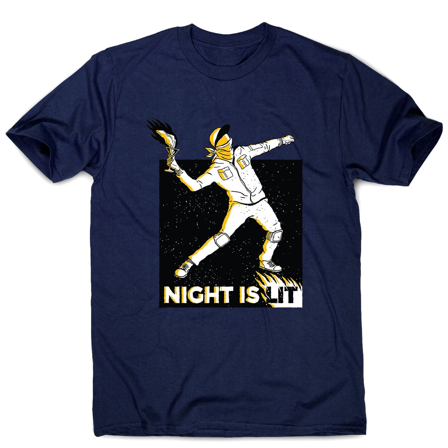 Night is lit - men's funny illustrations t-shirt