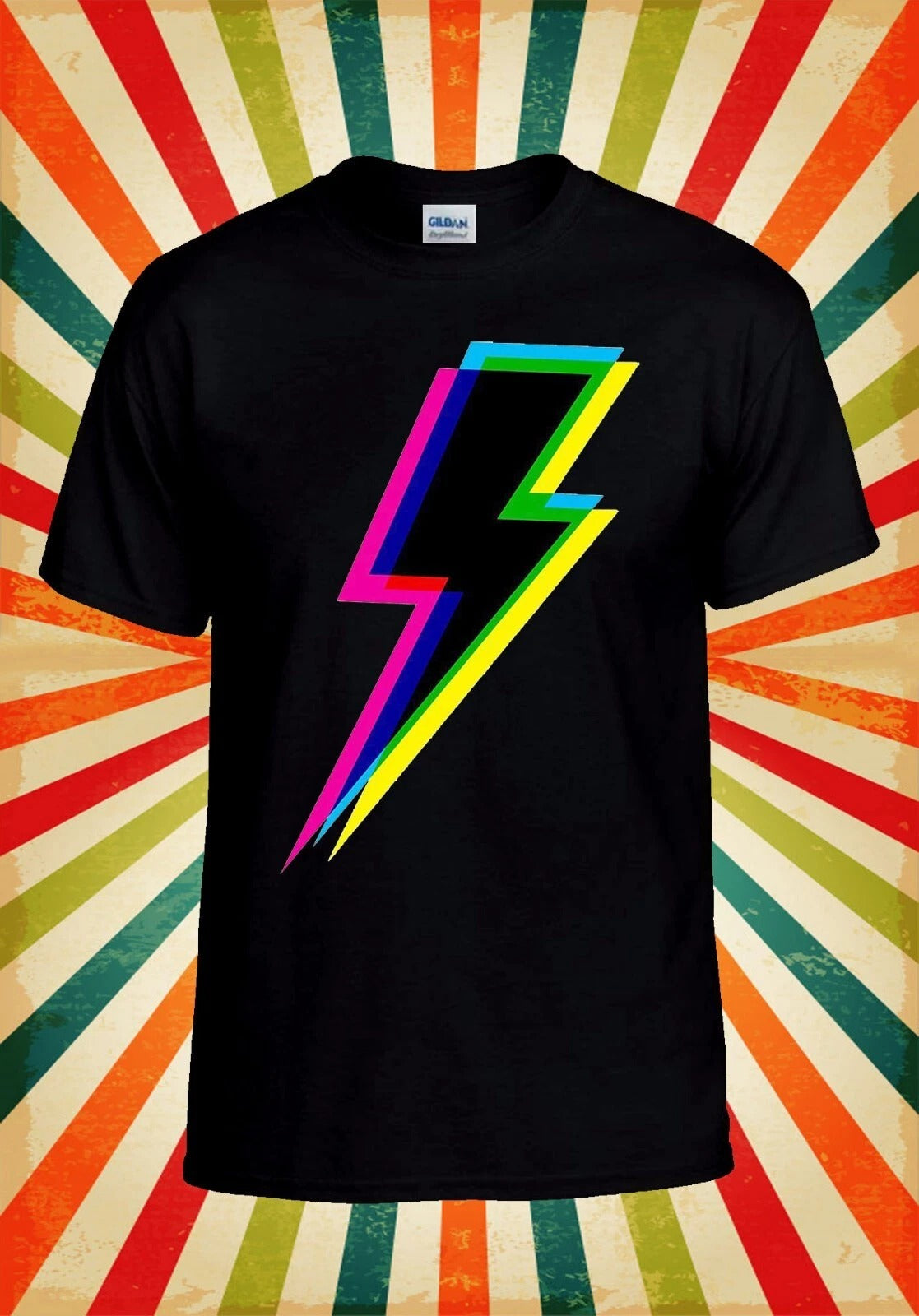 Neon Lightning Logo Retro Funny Cool Men Women Unisex Baseball T Shirt Top 2931