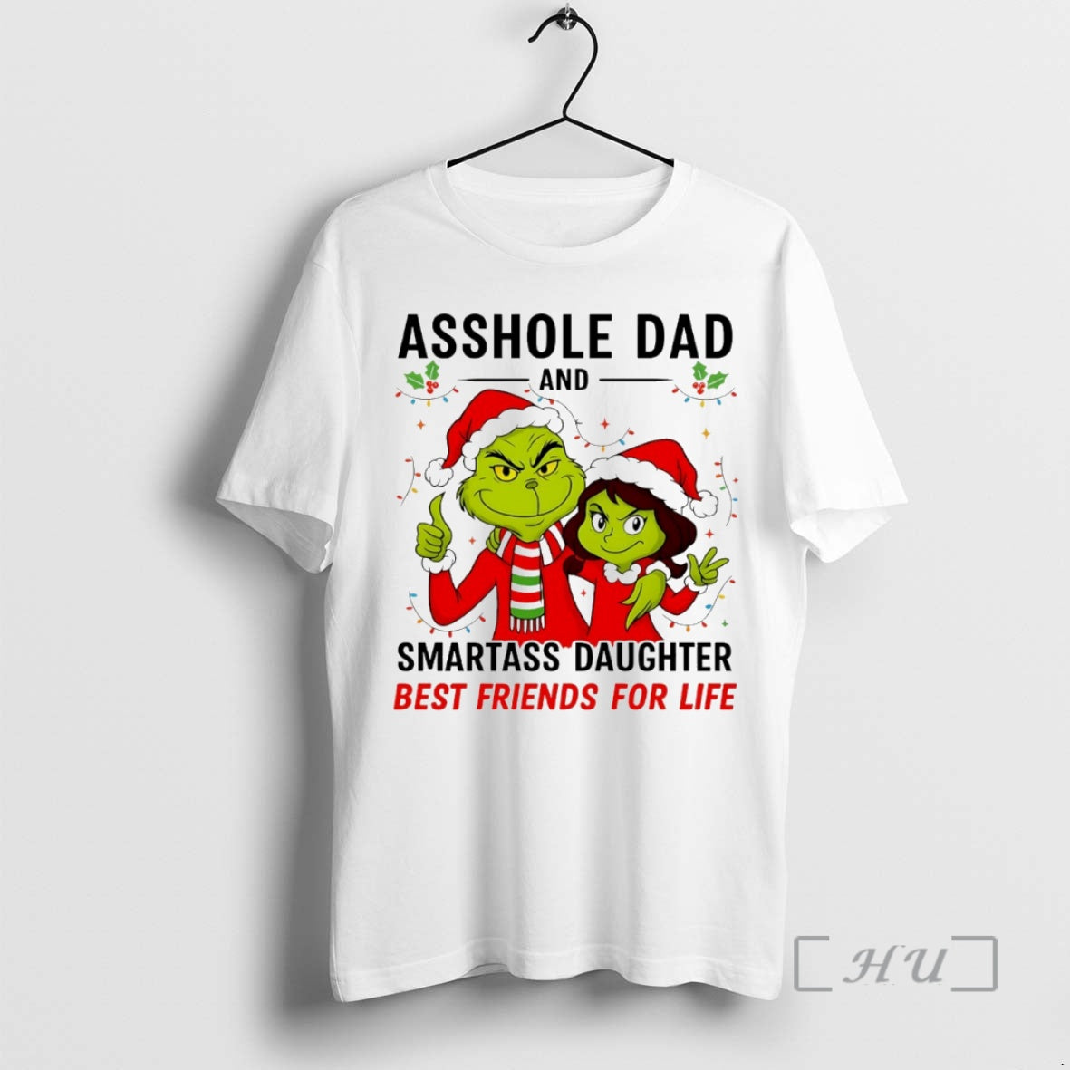 New Grinch Asshole Dad And Smartass Daughter Best Friends For Life Christmas Circle Premium - clothing by TeeHivey.com