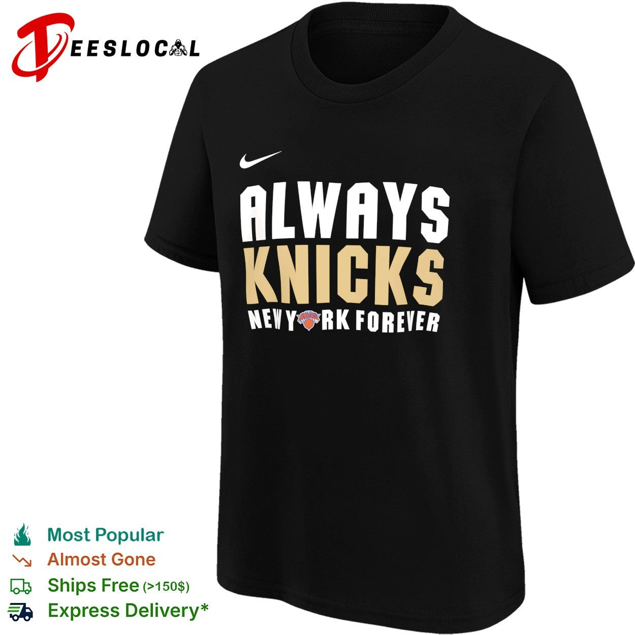 New York Knicks Always Knicks New York Forever bold two-tone text shirt