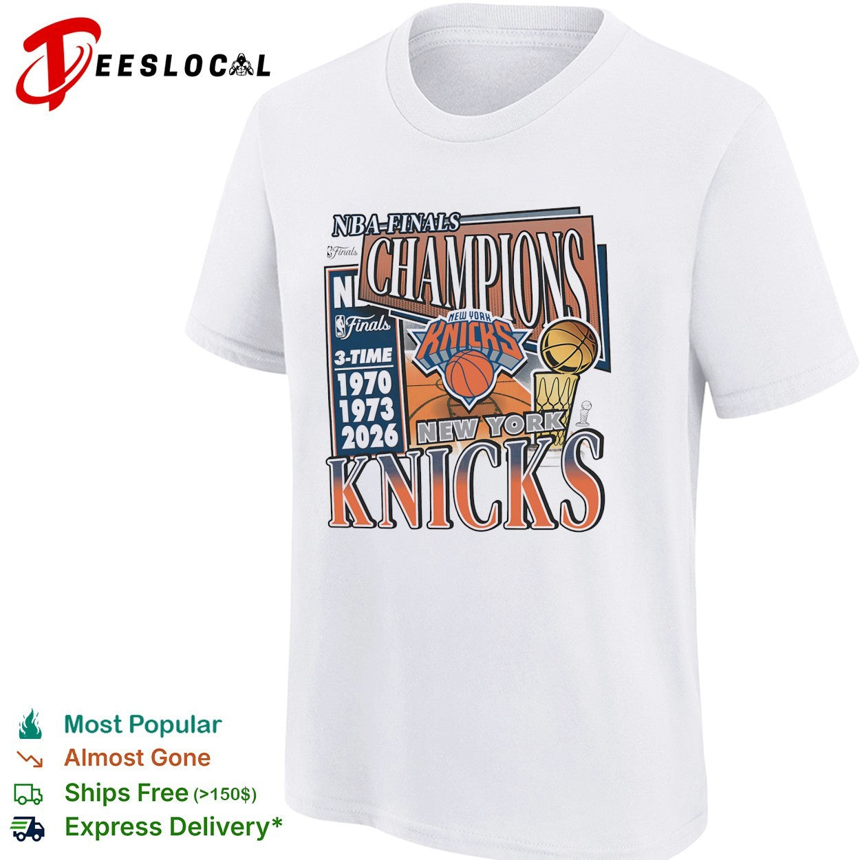 New York Knicks NBA Finals 3-time Champions 1970 1973 2026 illustrated art shirt