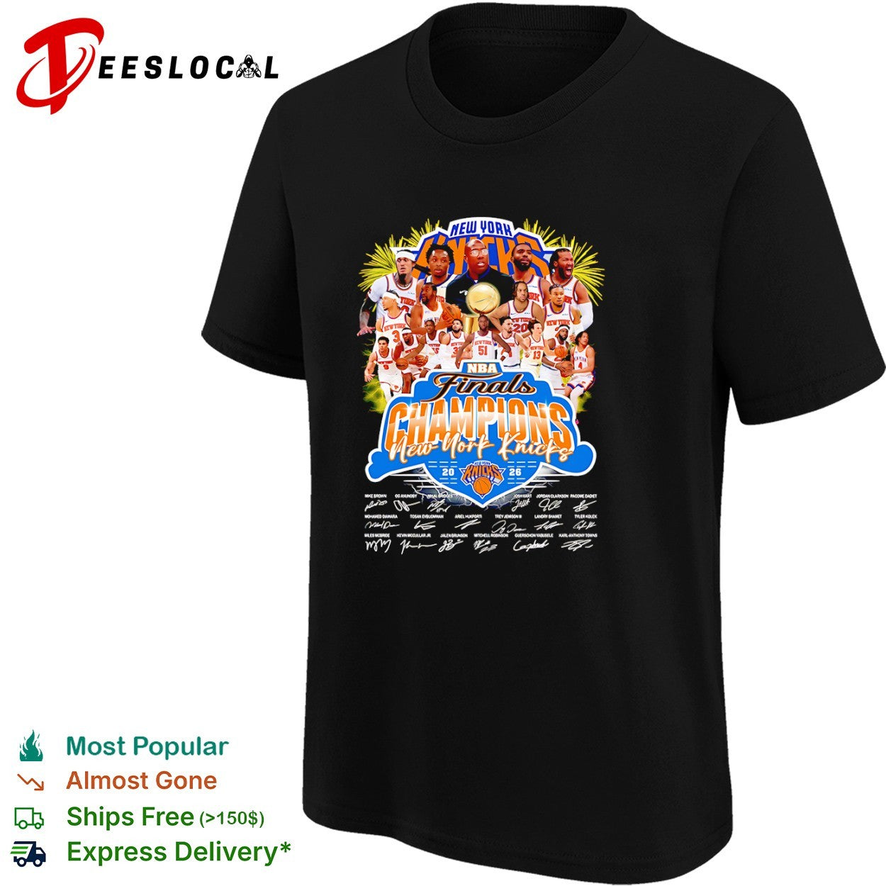 New York Knicks NBA Finals Champions 2026 signatures shirt