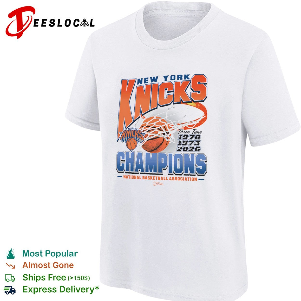 New York Knicks Three Time Champions 1970 1973 2026 National Basketball Association shirt
