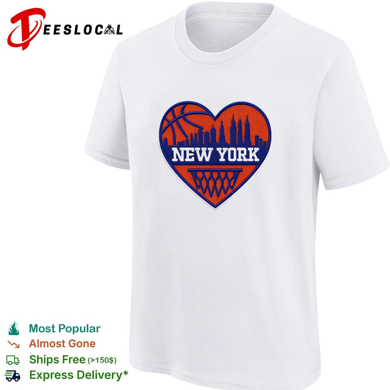 New York Knicks heart skyline basketball hoop badge shirt